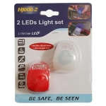 Σετ φώτα LED ποδηλάτου σιλικόνης 2 τεμάχια HJ008 λευκό - κόκκινο - Photo3