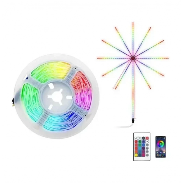 Ταινία LED RGB σε σχήμα πυροτέχνημα με τηλεχειριστήριο 5V