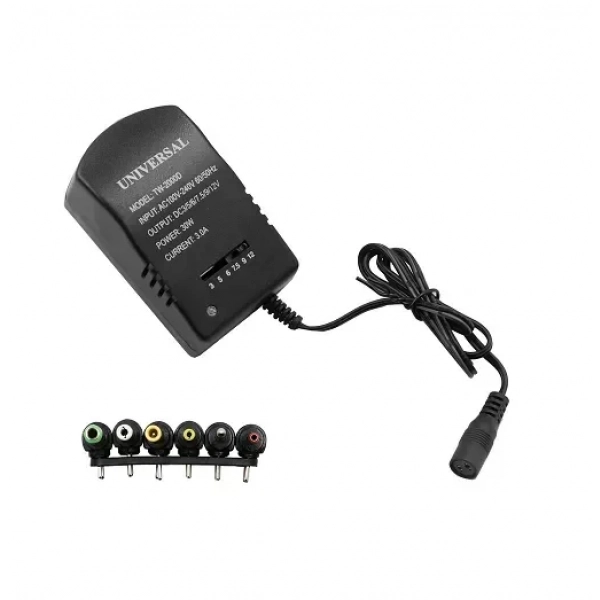 Universal τροφοδοτικό με 6 βύσματα 220V AC σε DC 3 – 12V 3A 30W 3.0A TW-2000D μαύρος