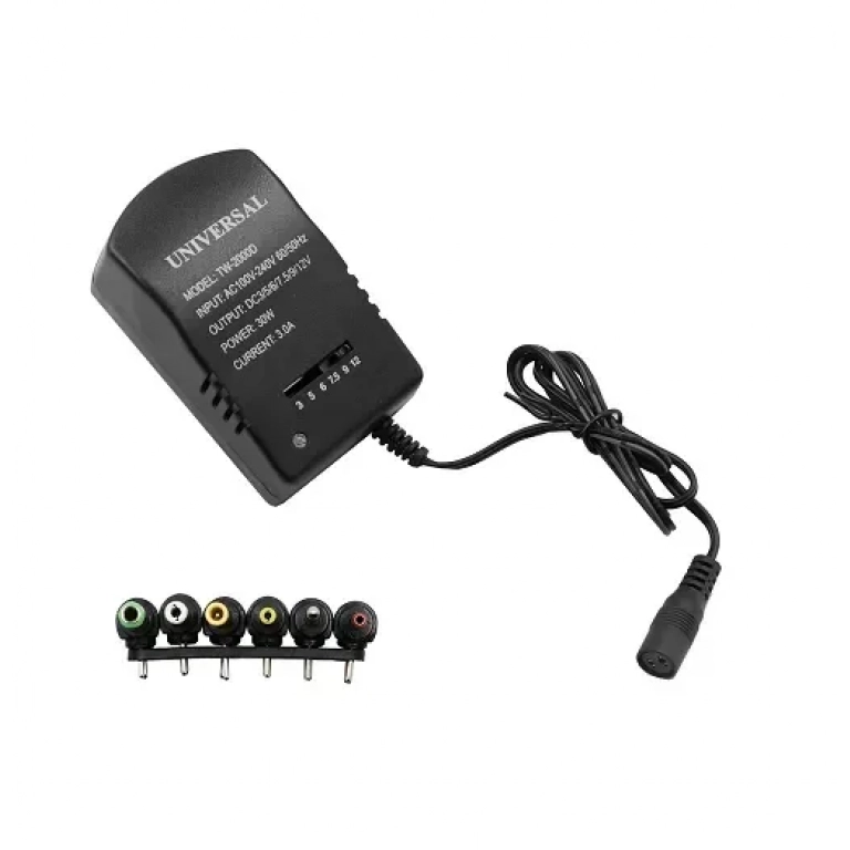 Universal τροφοδοτικό με 6 βύσματα 220V AC σε DC 3 – 12V 3A 30W 3.0A TW-2000D μαύρος
