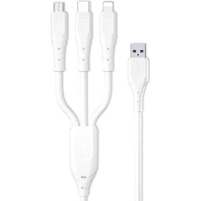 Wk Wdc-153 Regular Usb To Lightning / Micro Usb / Type-C Cable Λευκό 1.2M