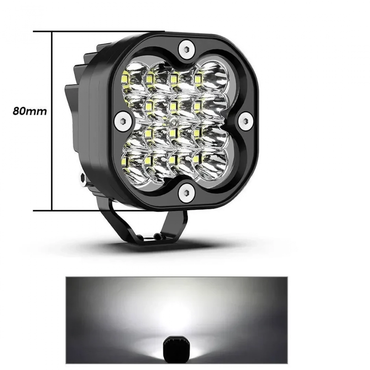 LED Αδιάβροχος Προβολέας Αλουμινίου με 2 Λειτουργίες 12V-24V 8cm 48W 16 SMD IP68 3840LM 6000K OYQP-0062