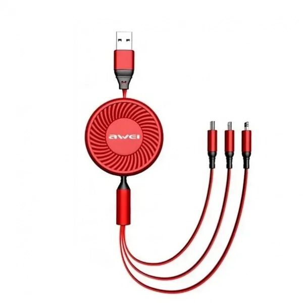 Awei CL-136 USB σε Lightning/ Τype C/ micro USB Κόκκινο