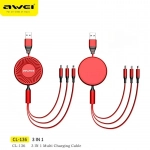 Awei CL-136 USB σε Lightning/ Τype C/ micro USB Κόκκινο