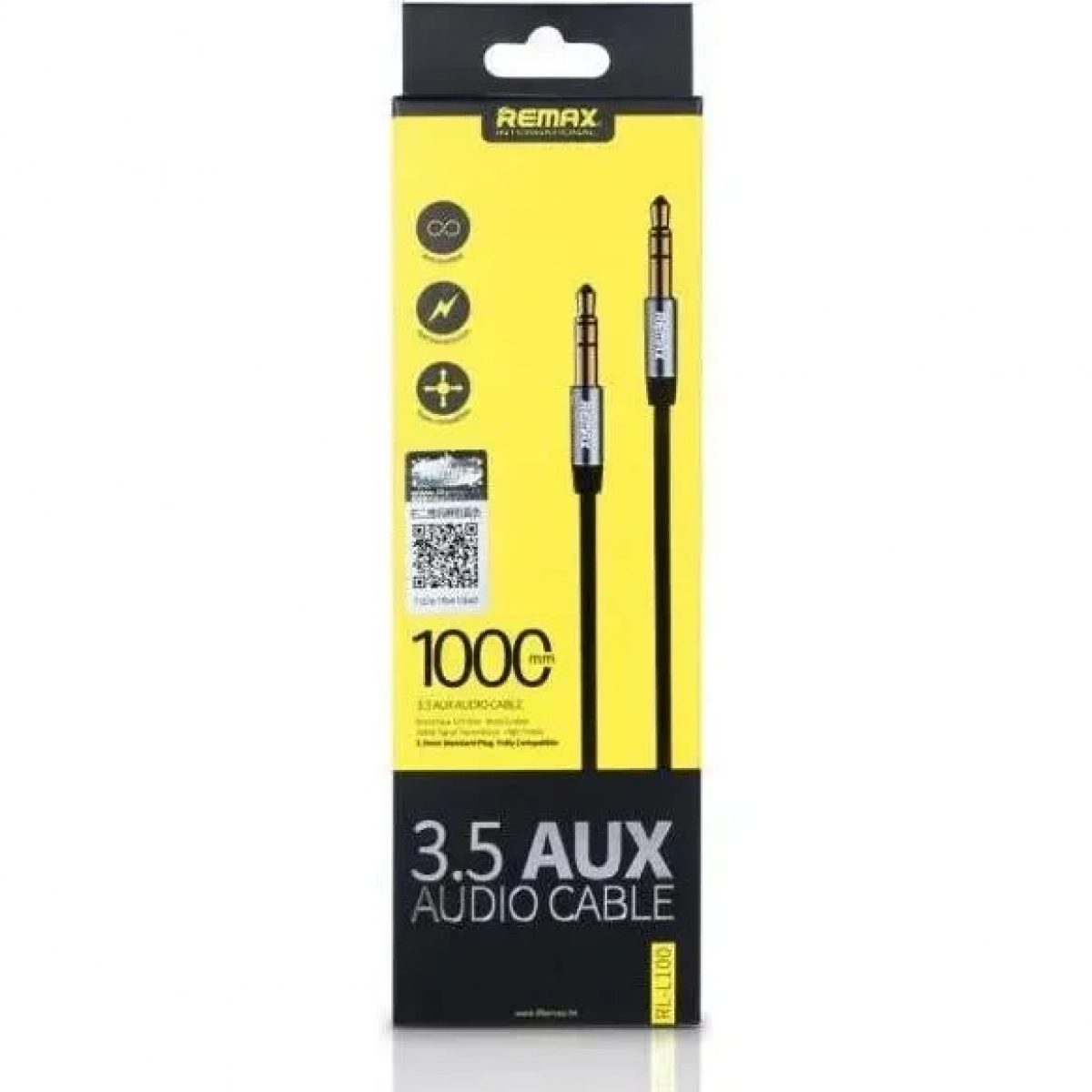 Remax Καλώδιο 3.5mm male - 3.5mm male Μαύρο 1m RL-L100