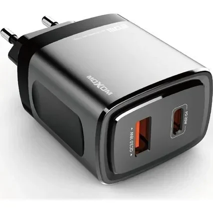 Moxom Φορτιστής Χωρίς Καλώδιο με Θύρα USB-A και Θύρα USB-C 18W Quick Charge 3.0 Μαύρο (MX-HC66)