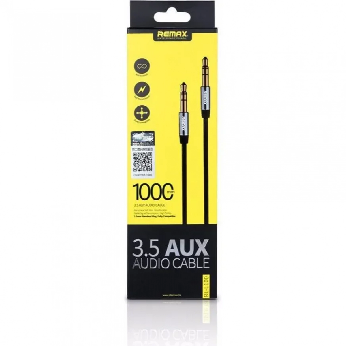 Remax Καλώδιο 3.5mm male - 3.5mm male Μαύρο 1m RL-L100