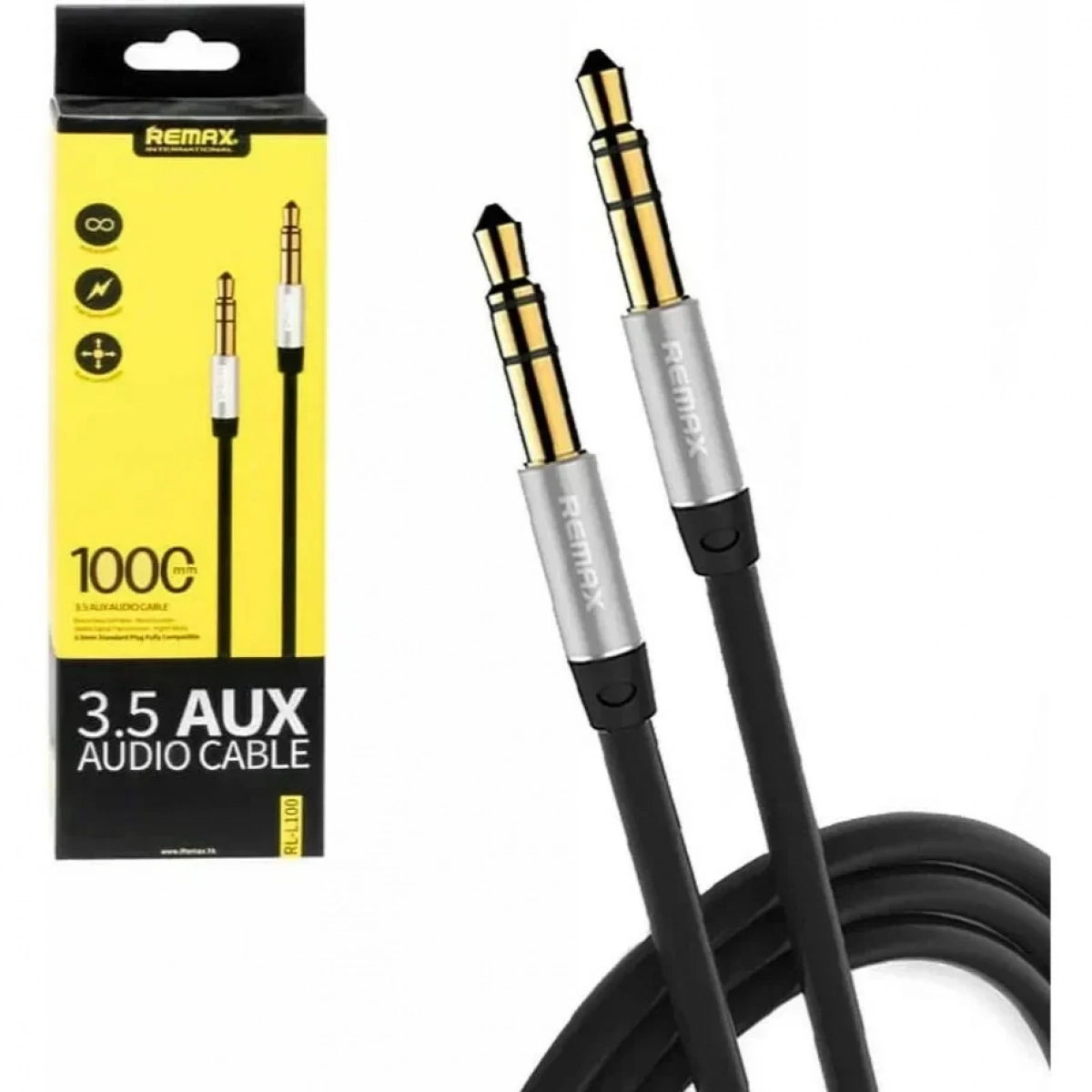 Remax Καλώδιο 3.5mm male - 3.5mm male Μαύρο 1m RL-L100