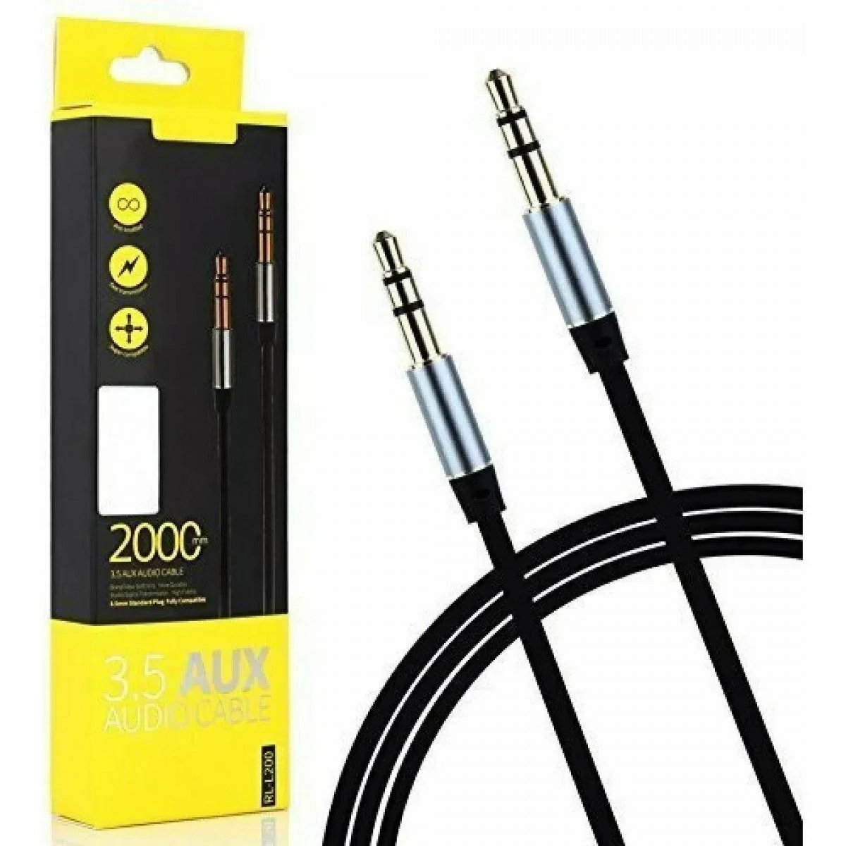 Remax RL-L200 Καλώδιο Ήχου High End 3.5mm Jack Male - Male 2m Μαύρο