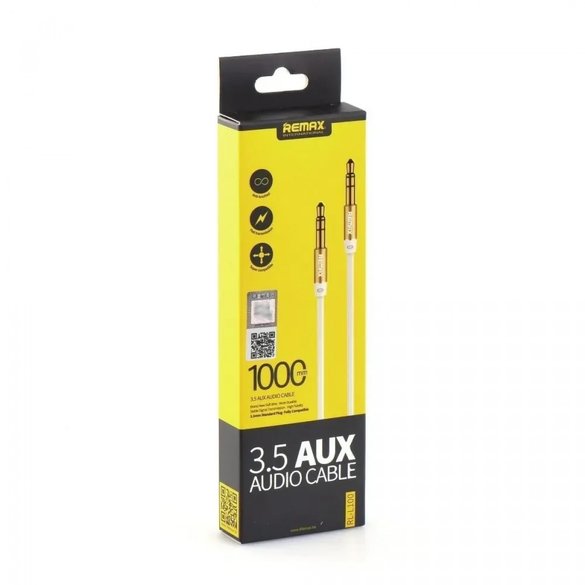 Remax Καλώδιο 3.5mm male - 3.5mm male Λευκό 1m RL-L100