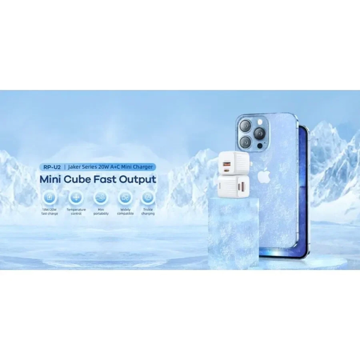 Remax RP-U2 Mini Charger Φορτιστής Με Θύρα USB-A Και Θύρα USB-C 20W - Λευκό
