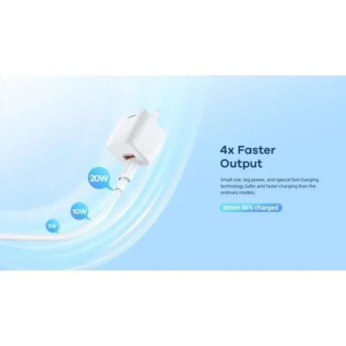 Remax RP-U2 Mini Charger Φορτιστής Με Θύρα USB-A Και Θύρα USB-C 20W - Λευκό