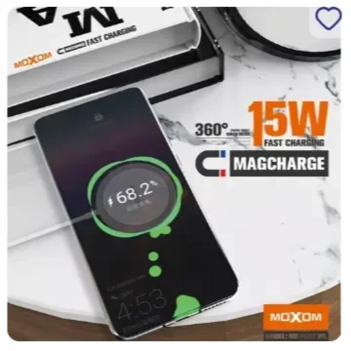 MX-HC61WL Μαγνητικός ασύρματος φορτιστής 15W Λευκό