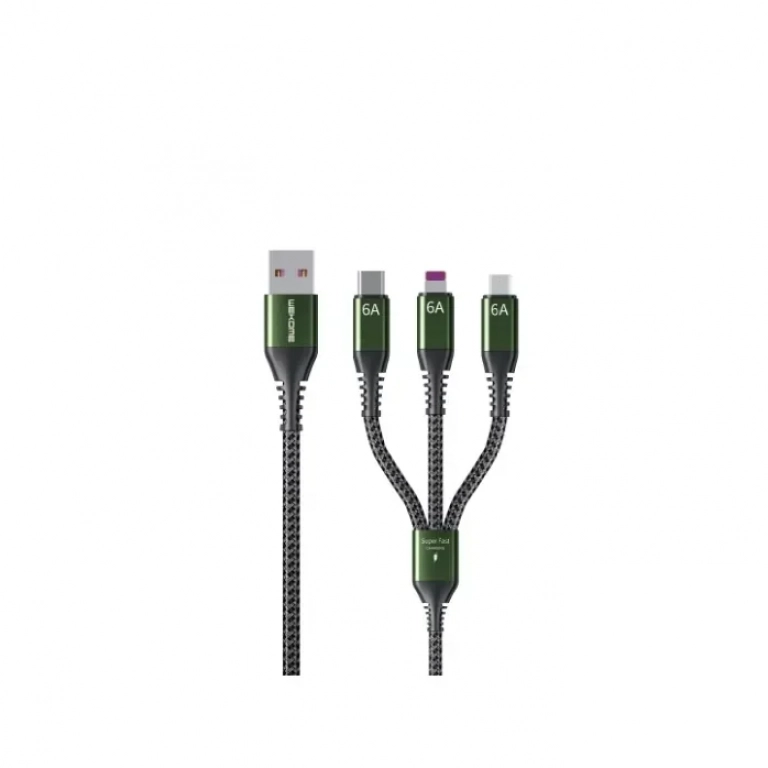 WEKOME WDC-170 3 σε 1 USB-A σε USB-C Lightning Micro USB Καλώδιο PD γρήγορης φόρτισης 1,2 m Πράσινο