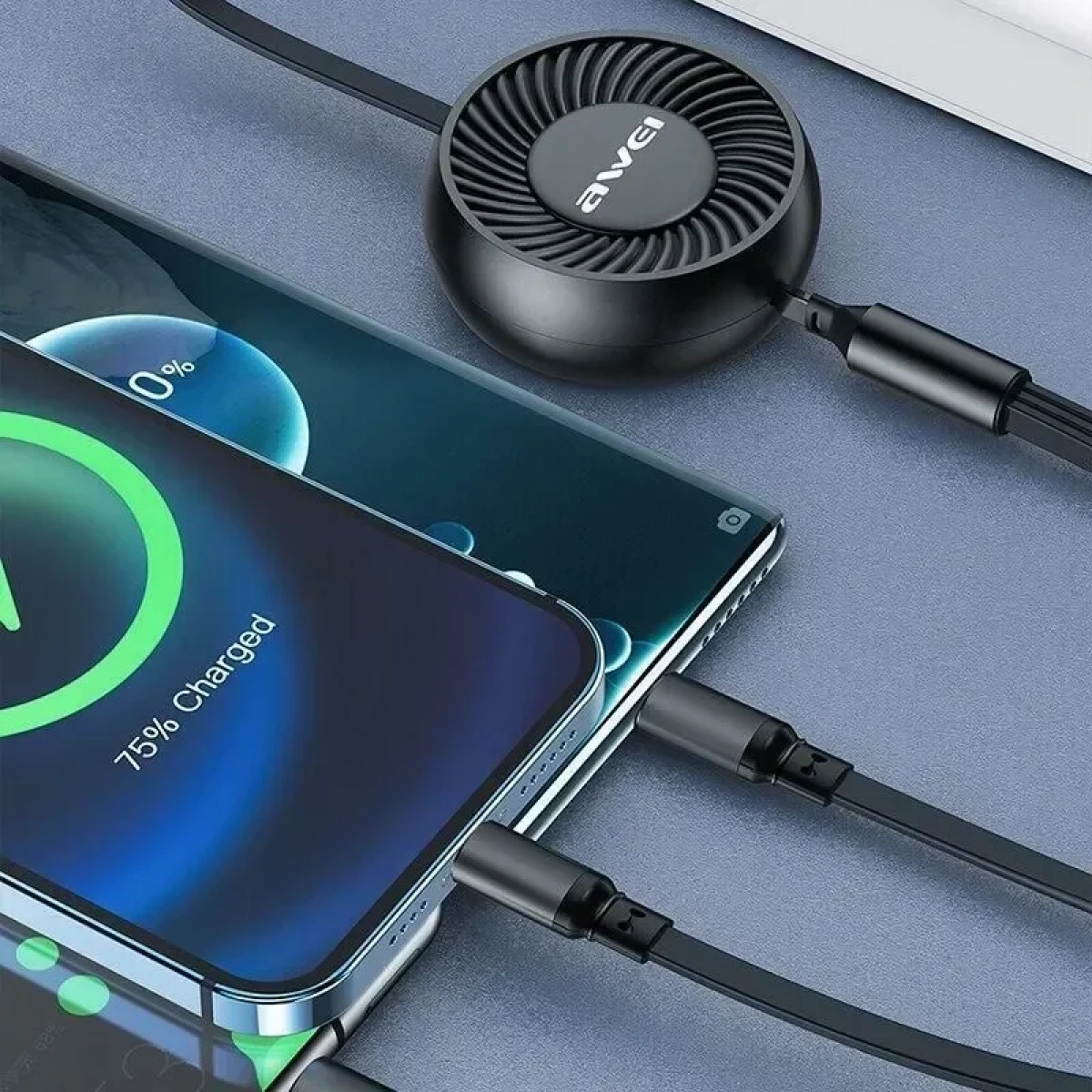 Awei CL-136 USB σε Lightning/ Τype C/ micro USB Μαύρο