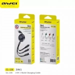 Awei CL-136 USB σε Lightning/ Τype C/ micro USB Μαύρο