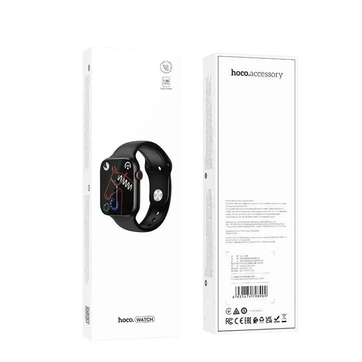 Hoco Y12 Sports Smartwatch 45mm με Παλμογράφο (Call Version) Μαύρο