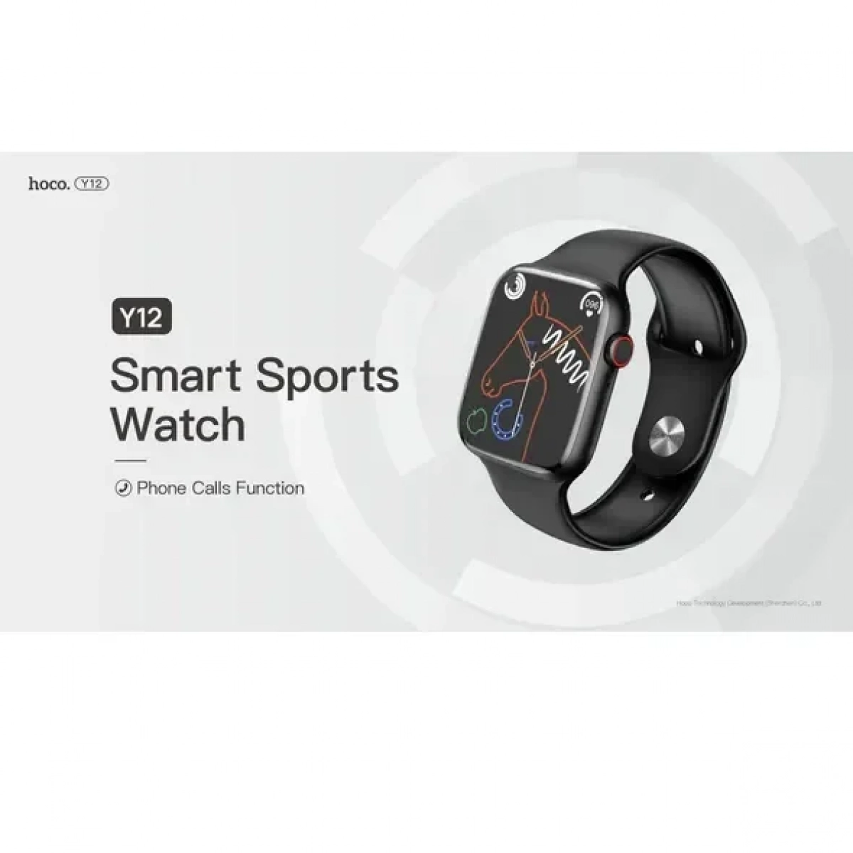 Hoco Y12 Sports Smartwatch 45mm με Παλμογράφο (Call Version) Μαύρο