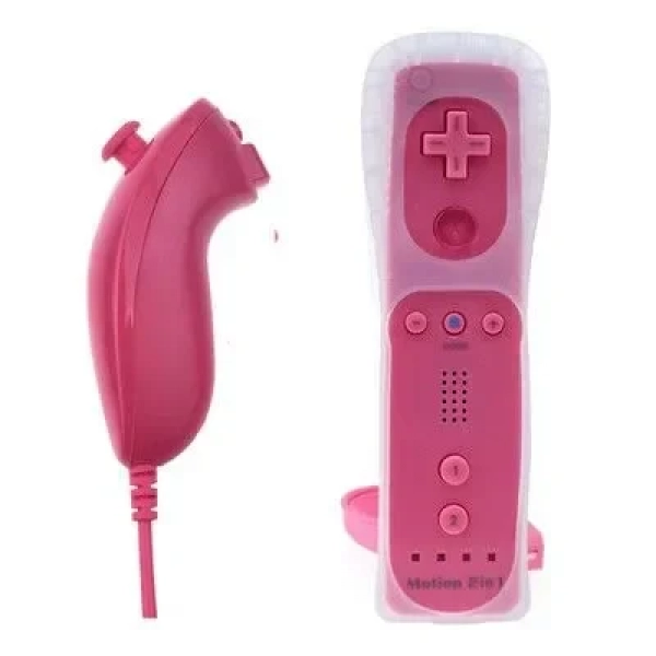 WII REMOTE MOTION PLUS CONTROLLER OEM ΜΕ NUNCHUK CONTROLLER ΓΙΑ NINTENDO WII σε Ροζ Χρώμα