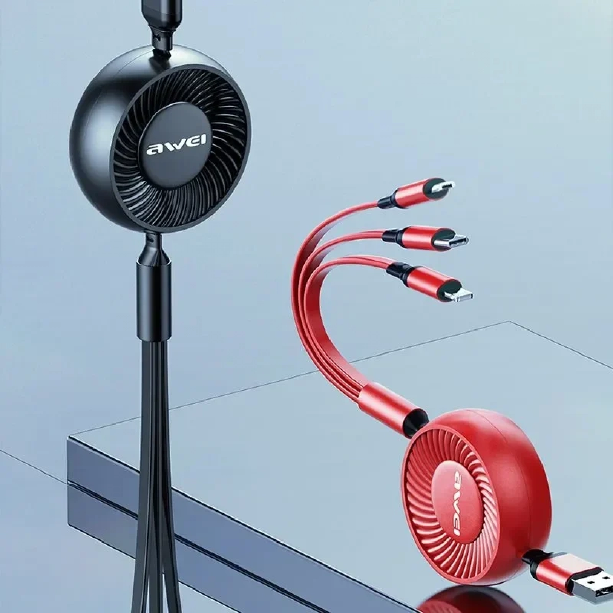 Awei CL-136 USB σε Lightning/ Τype C/ micro USB Κόκκινο