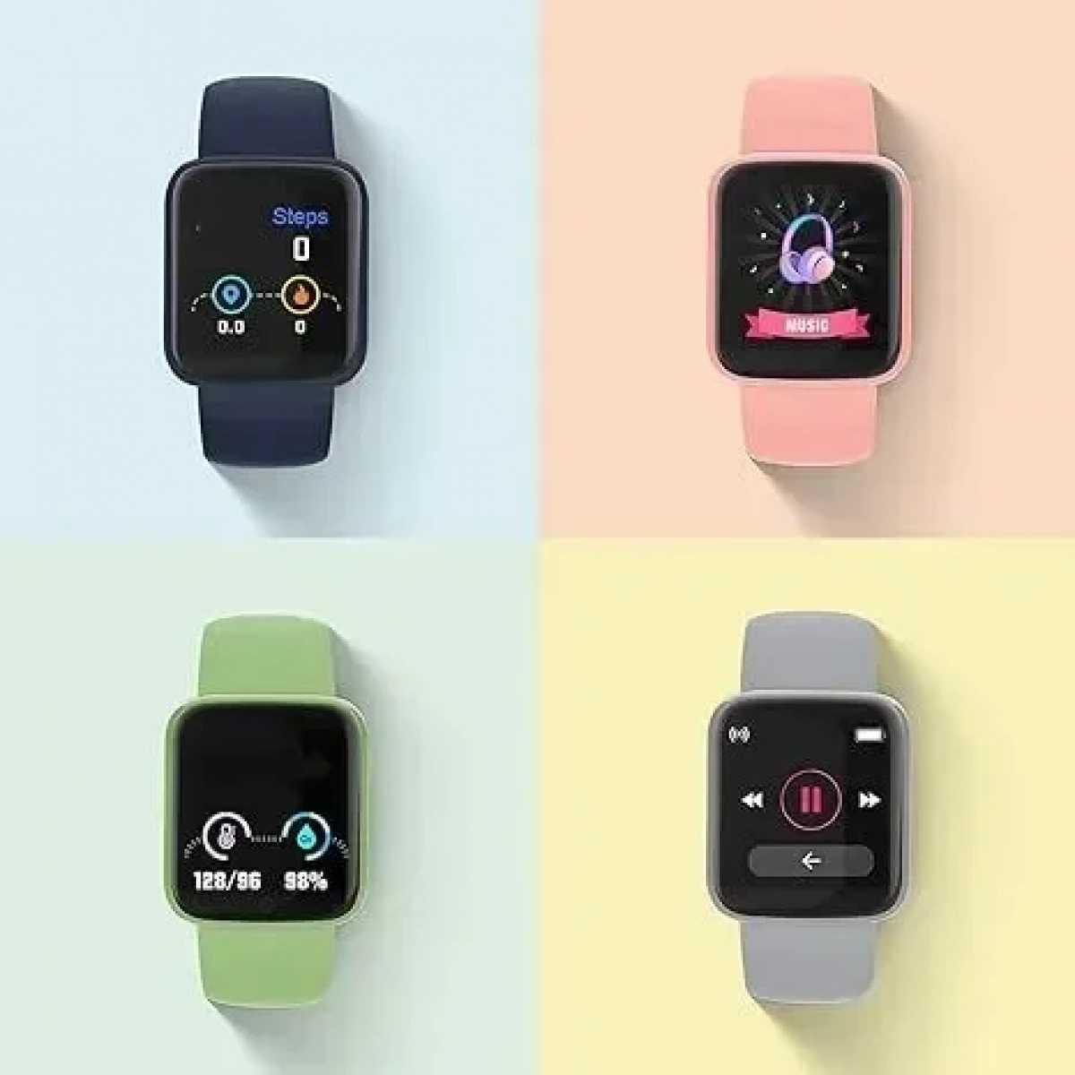 Y68 Macaron Smart Watch Fitness Tracker σε Λευκό Χρώμα
