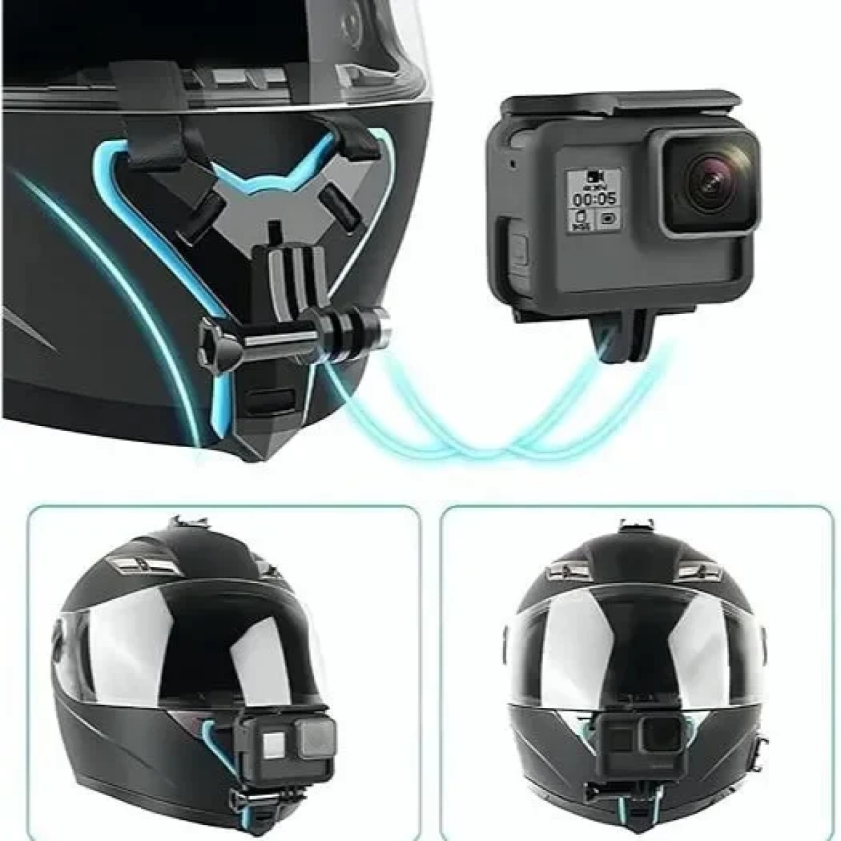 Βάση κράνους μηχανής για Action Camera και Smartphone σε Μπλε Χρώμα