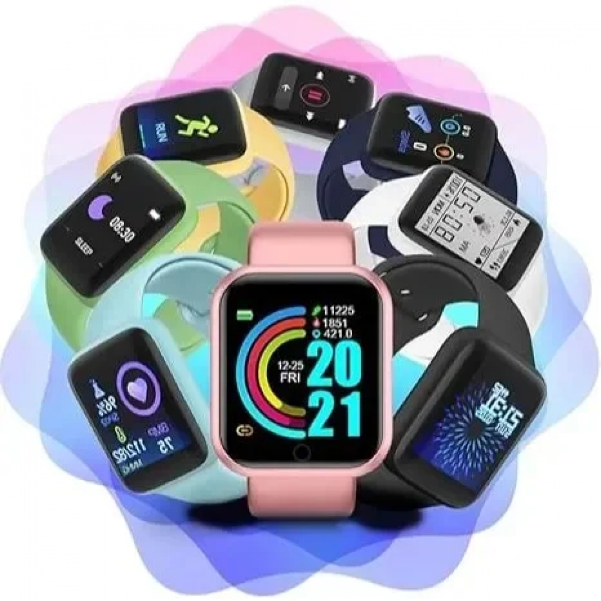 Y68 Macaron Smart Watch Fitness Tracker σε Λευκό Χρώμα
