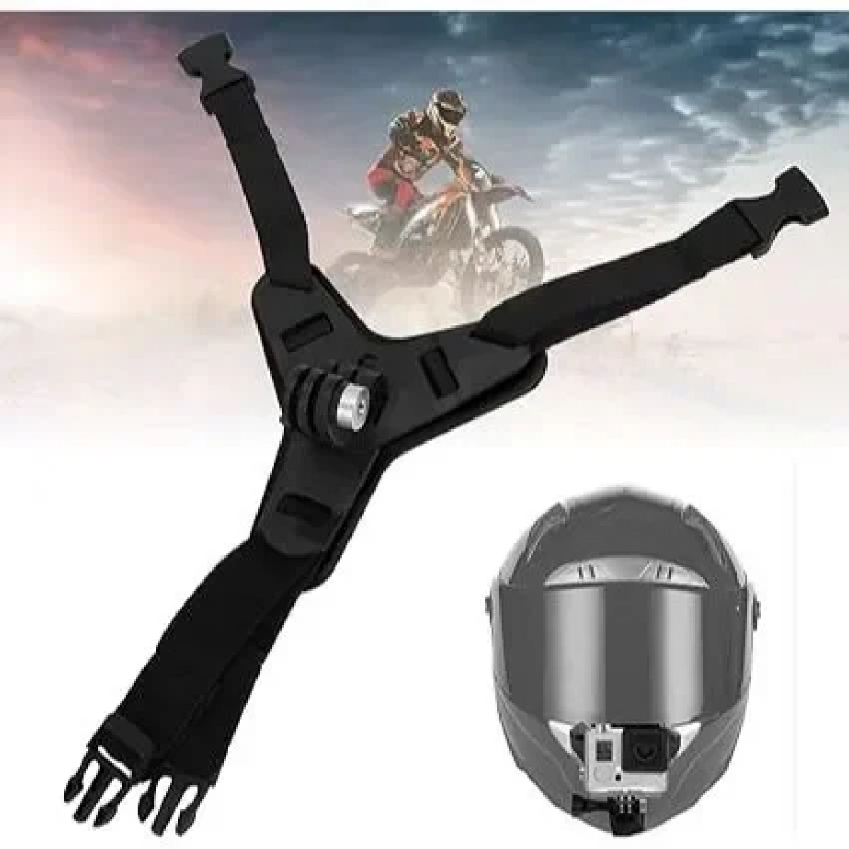 Βάση κράνους μηχανής για Action Camera και Smartphone σε Μαύρο Χρώμα