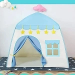 Παιδική Σκηνή Pop-Up Σπιτάκι με Κουρτίνες και Παράθυρα για 3+ Eτών Μπλε