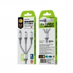 WEKOME WDC-170 3 σε 1 USB-A σε USB-C Lightning Micro USB Καλώδιο PD γρήγορης φόρτισης 1,2 m Ασημί