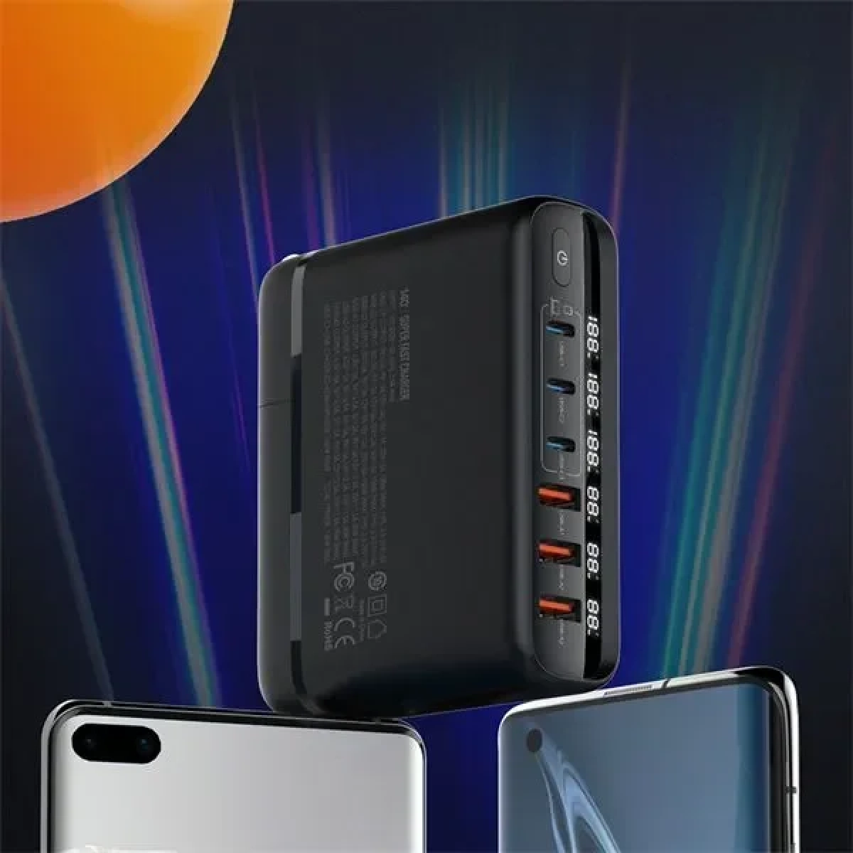 GaN Πολυφορτιστής ταξιδίου 140W με 6 θύρες USB και ένδειξη V/A LDNIO A6140C