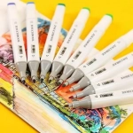Μαρκαδόροι Ζωγραφικής με Διπλή Μύτη σε 40 Χρώματα Fine Double Sided Highlights Λευκοί