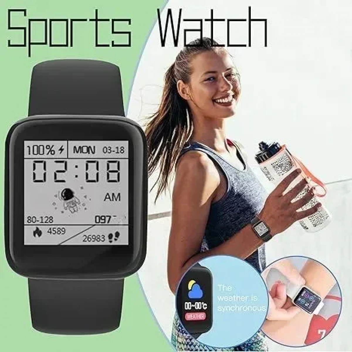 Y68 Macaron Smart Watch Fitness Tracker σε Μαύρο Χρώμα
