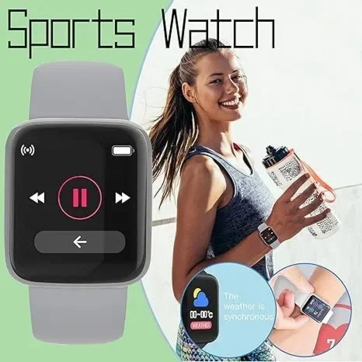 Y68 Macaron Smart Watch Fitness Tracker σε Γκρι Χρώμα