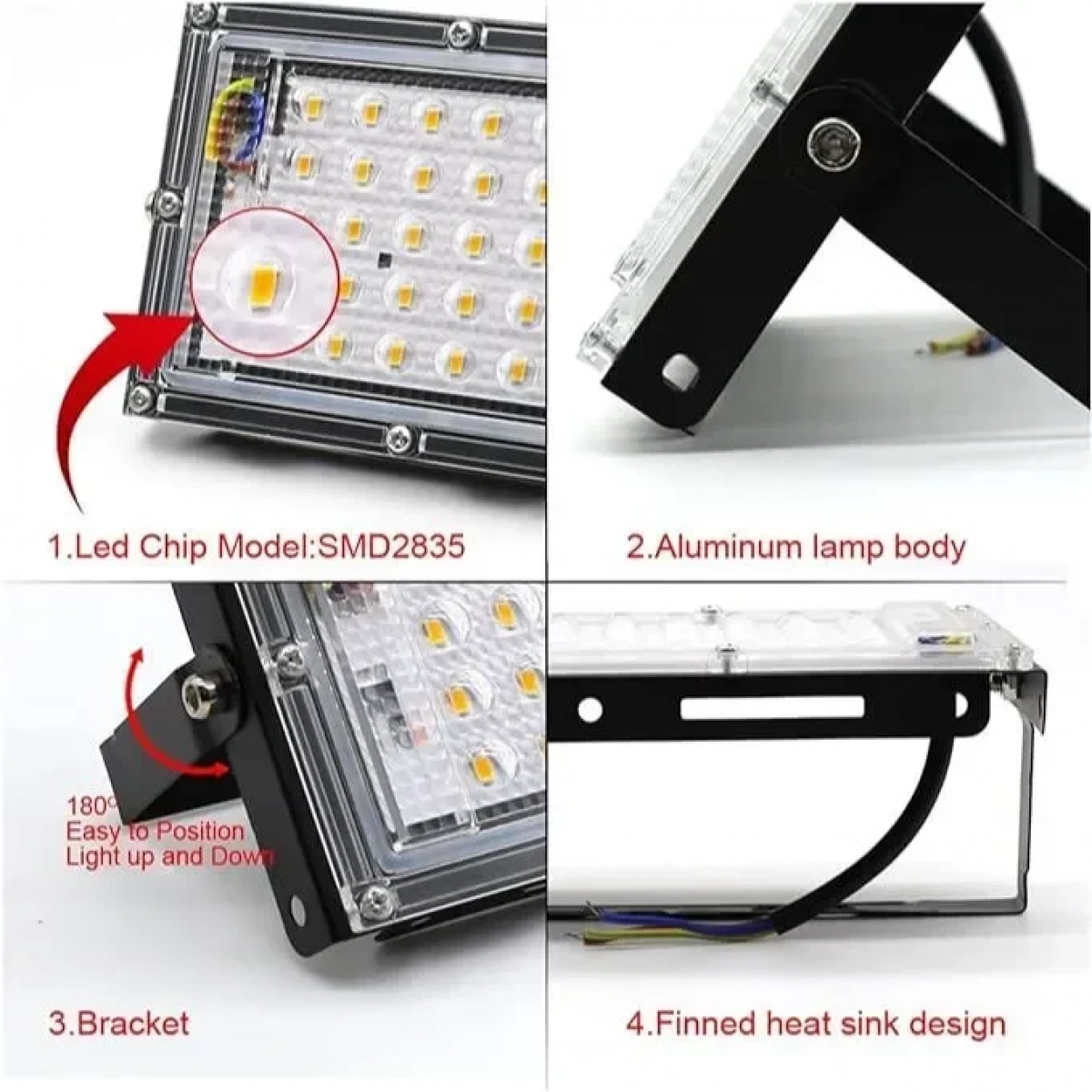 Flood Light 50W IP66 – Optical Lenses Hight Efficiency DC12V 3000K OEM