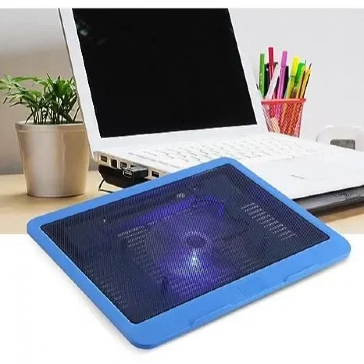 N191 Cooling Pad για Laptop έως 17" με 1 Ανεμιστήρα και Φωτισμό σε Μπλε Χρώμα