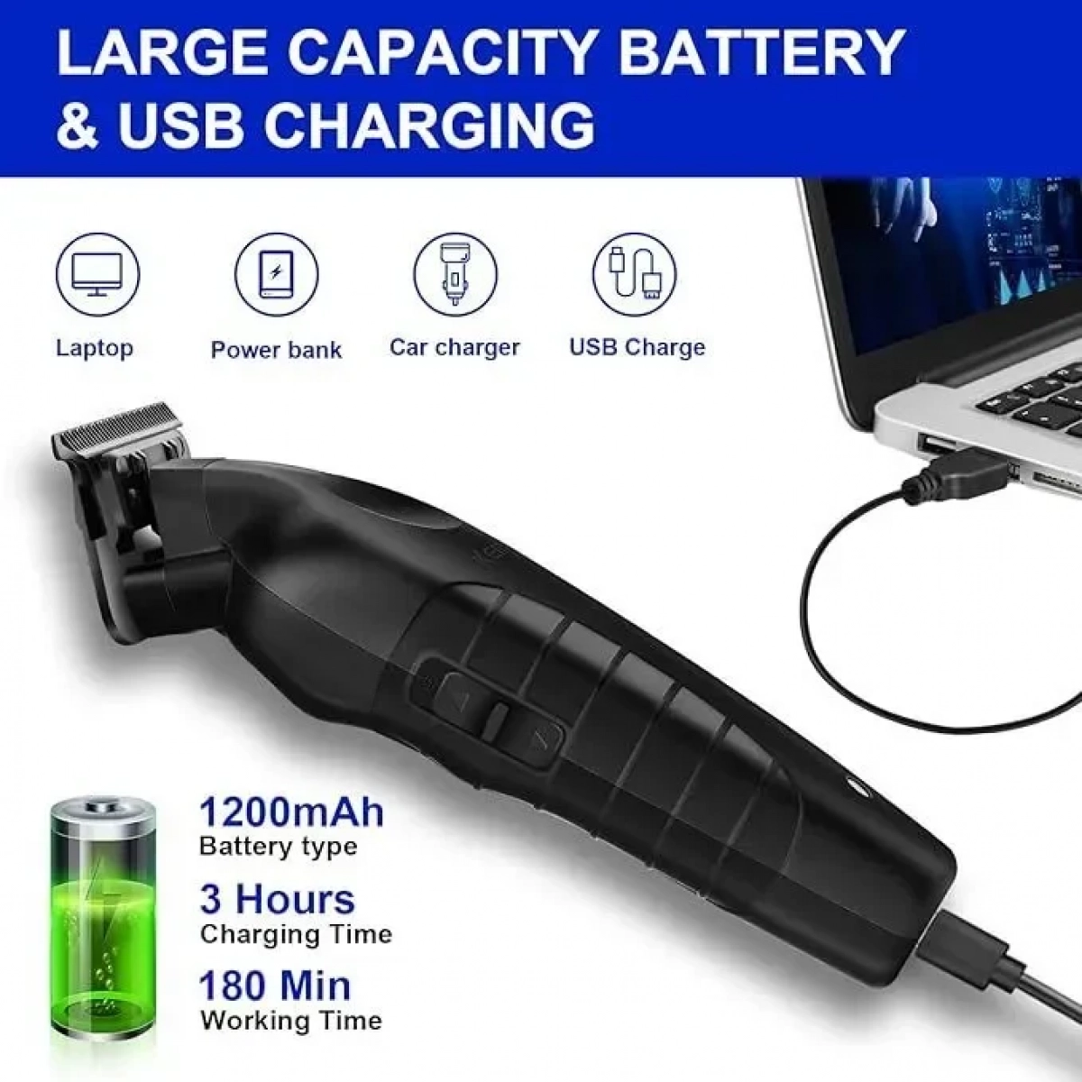 Επαγγελματική Kουρευτική Mηχανή USB Επαναφορτιζόμενη Kemei KM-2299
