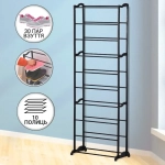 Πλαστική παπουτσοθήκη 30 θέσεων Amazing Shoe Rack 140x24x51εκ σε Μαύρο Χρώμα