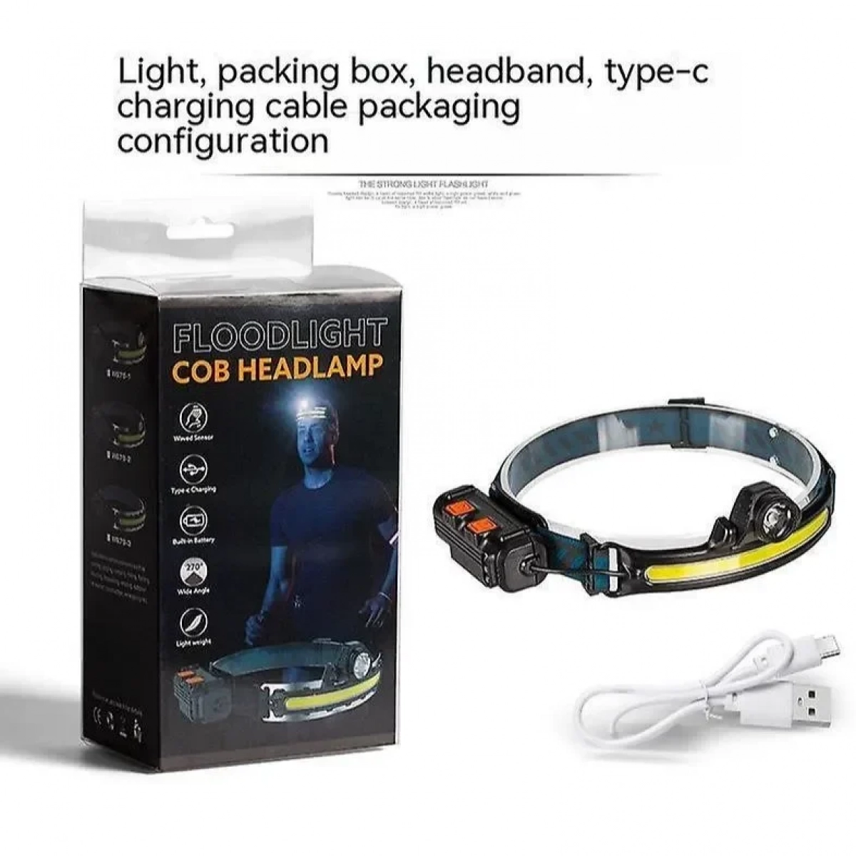 Φακός Κεφαλής LED με Αισθητήρα κίνησης USB Επαναφορτιζόμενος W678-2