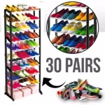 Πλαστική παπουτσοθήκη 30 θέσεων Amazing Shoe Rack 140x24x51εκ σε Μαύρο Χρώμα