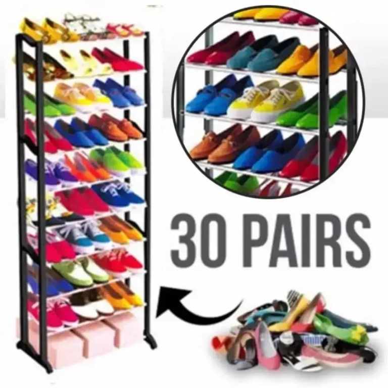 Πλαστική παπουτσοθήκη 30 θέσεων Amazing Shoe Rack 140x24x51εκ σε Μαύρο Χρώμα