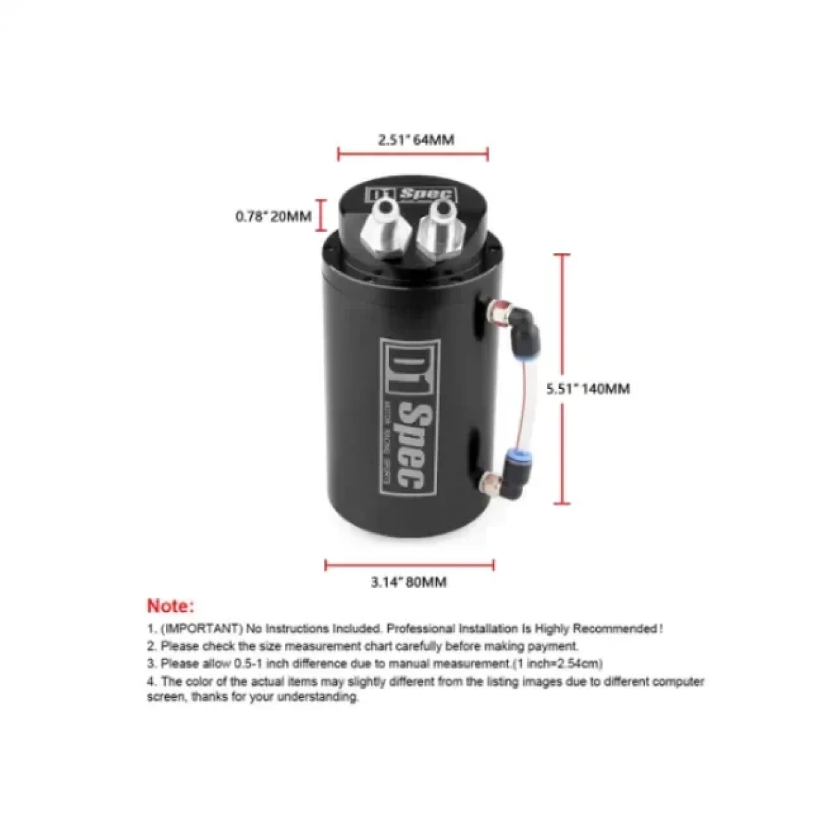 Αλουμινένιο Δοχείο Αναθυμιάσεων Λαδιού OIL CATCH TANK D1 SPEC σε Μαύρο Χρώμα