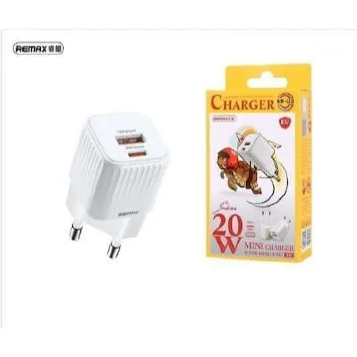 Remax RP-U2 Mini Charger Φορτιστής Με Θύρα USB-A Και Θύρα USB-C 20W - Λευκό