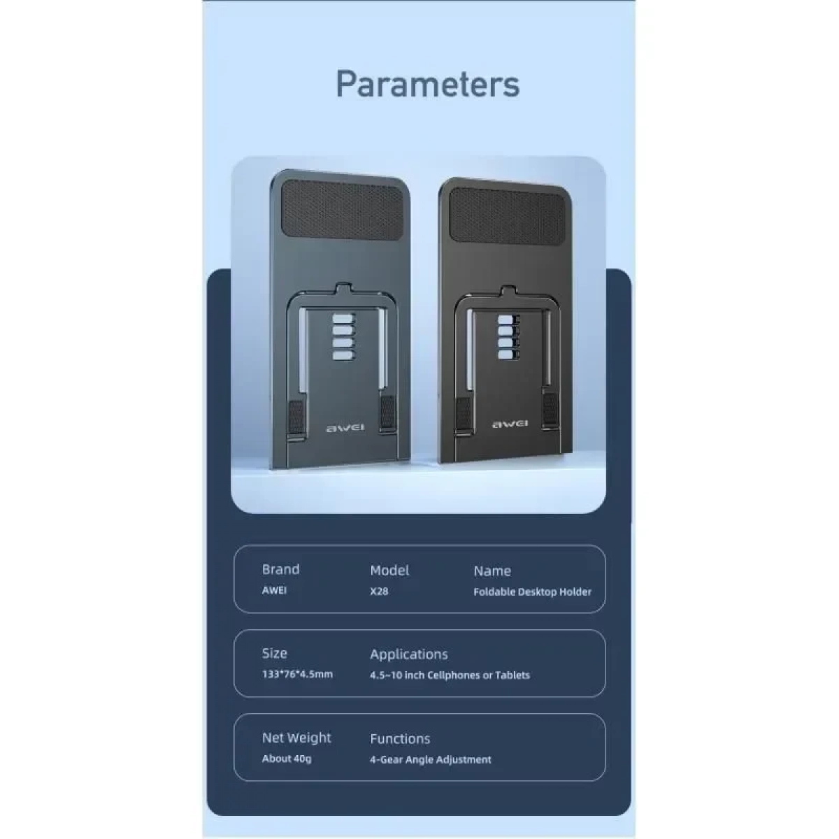 Αναδιπλούμενη Επιτραπέζια Βάση Τσέπης για Smartphone Awei X28 – Μαύρο
