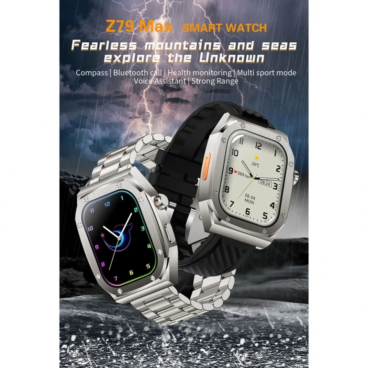 Z79 Max Smartwatch με Παλμογράφο Μαύρο