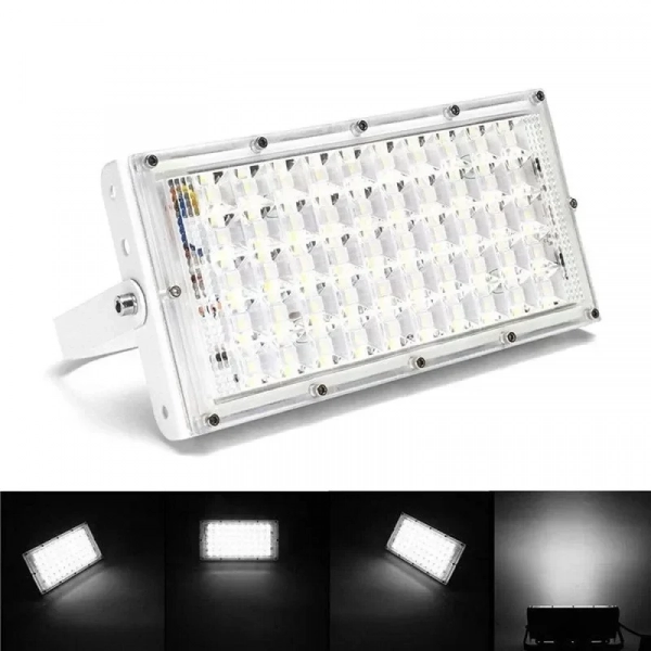 LED Προβολέας 50W Αδιάβροχος 220V σε Λευκό Χρώμα