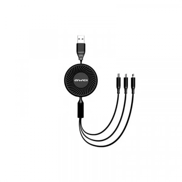 Awei CL-136 USB σε Lightning/ Τype C/ micro USB Μαύρο