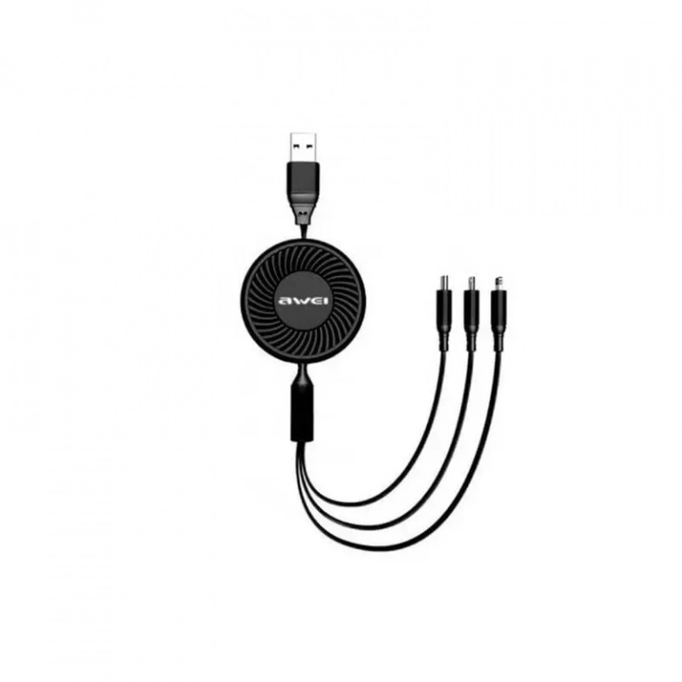Awei CL-136 USB σε Lightning/ Τype C/ micro USB Μαύρο