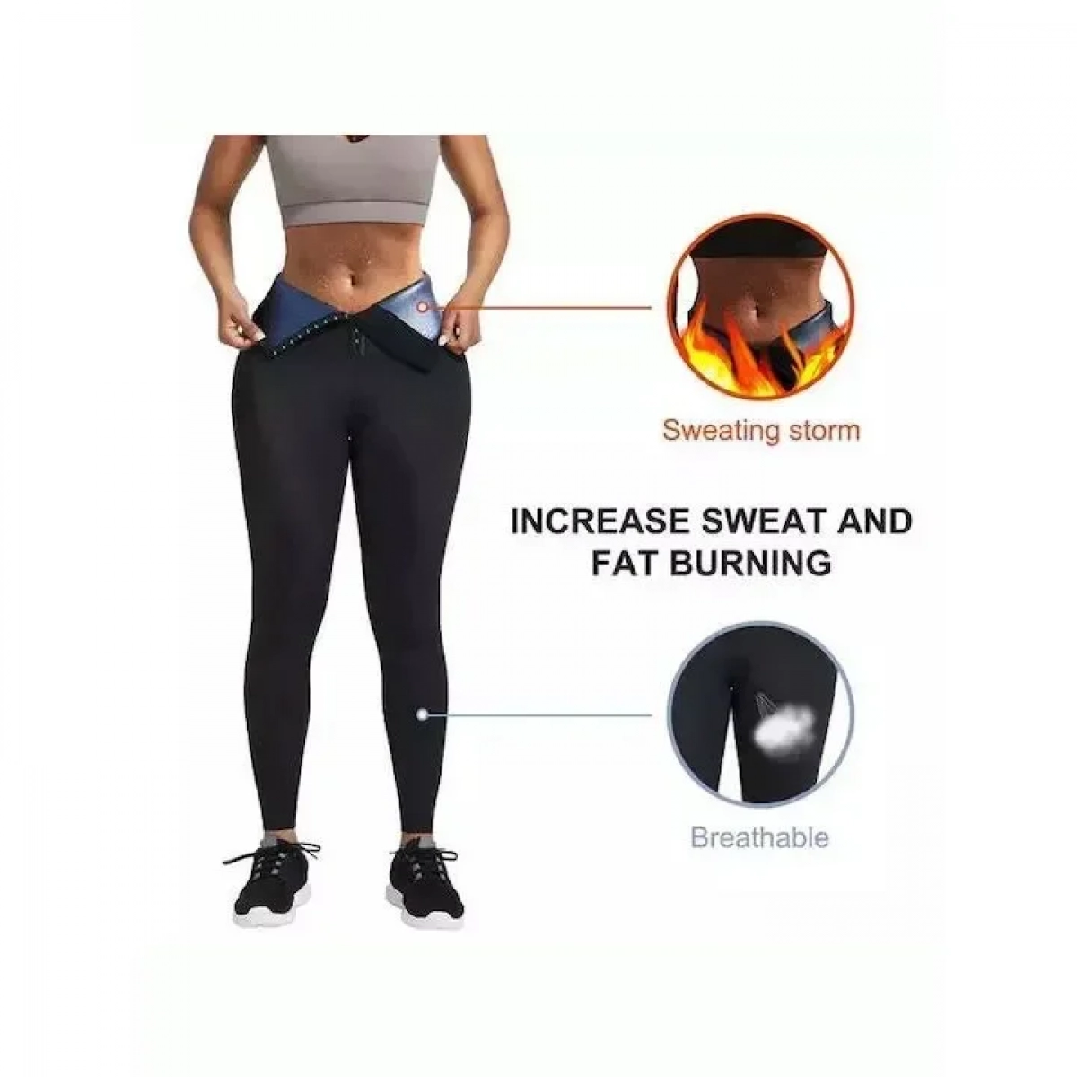Κολάν Εφίδρωσης & Αδυνατίσματος Ψηλόμεσο - Tanfit Sweat Leggings Black