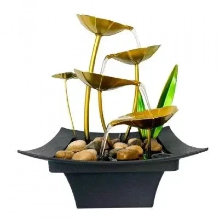 Διακοσμητικό Συντριβάνι Feng Shui με Χρυσά Φύλλα Δέντρου 20.5x20.5x28.5 εκ